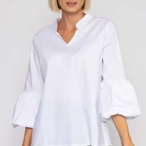 Pala D'oro White Balloon Cuff Shirt*Women Tops & Blouses