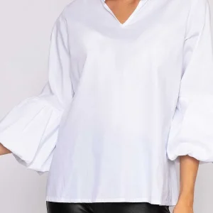 Pala D'oro White Balloon Cuff Shirt*Women Tops & Blouses