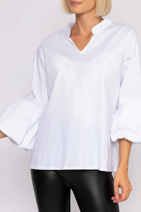 Pala D'oro White Balloon Cuff Shirt*Women Tops & Blouses