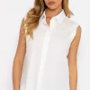 Kelly & Grace Weekend White Textured Sleeveless Blouse*Women Tops & Blouses