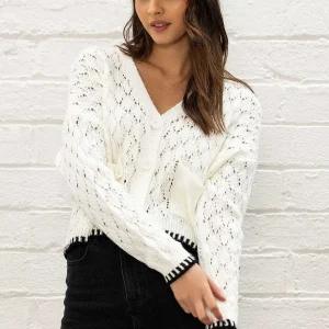 Pala D'oro Sport White Tipped Edge Cardigan*Women Jumpers & Cardigans