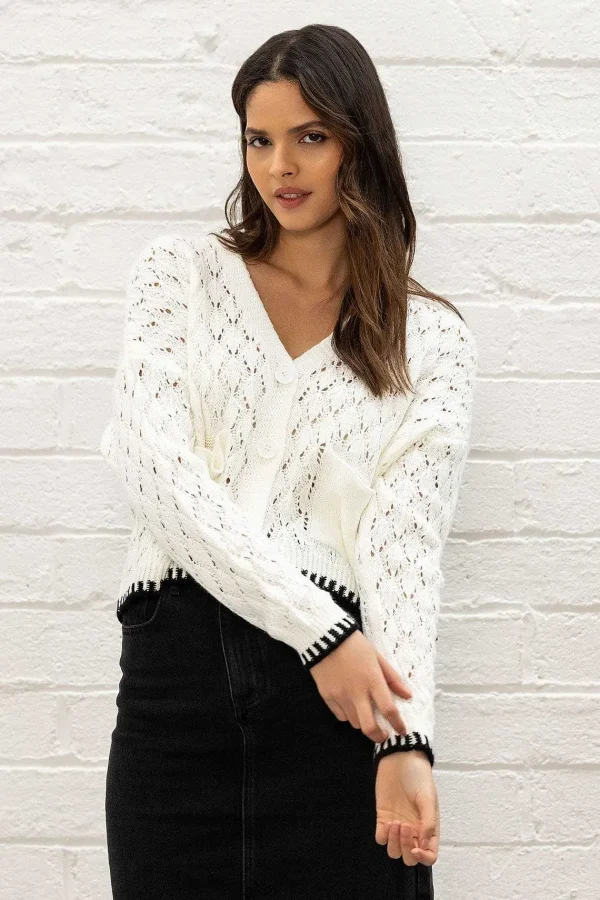 Pala D'oro Sport White Tipped Edge Cardigan*Women Jumpers & Cardigans