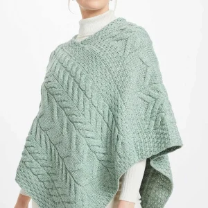 Aran Woollen Mills Women'S Super Soft Merino Wool Poncho In Mint*Women Coats & Jackets