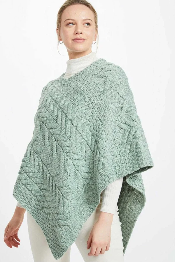 Aran Woollen Mills Women'S Super Soft Merino Wool Poncho In Mint*Women Coats & Jackets