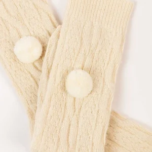 Cherish Accessories Wool Blend Pom Pom Socks In Cream*Women Nightwear