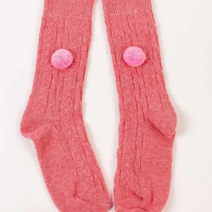 Cherish Accessories Wool Blend Pom Pom Socks In Pink*Women Nightwear